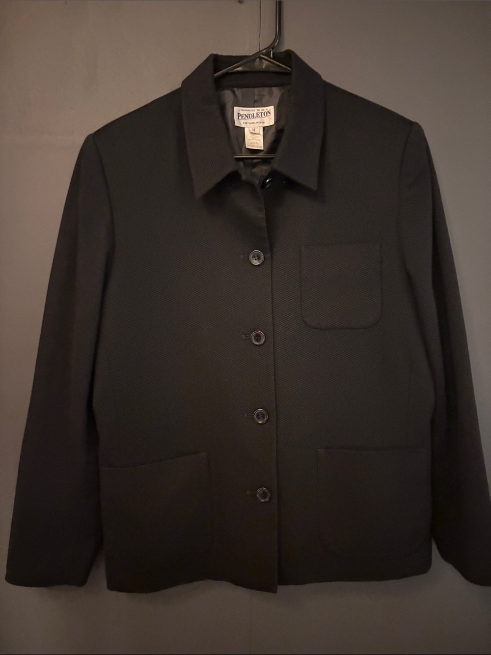 Pendleton Black Women's Button-Front Blazer Jacket-Vintage